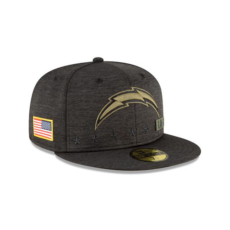 NFL Los Angeles Chargers Salute To Service 59Fifty Fitted (ATV4355) - Black New Era Caps